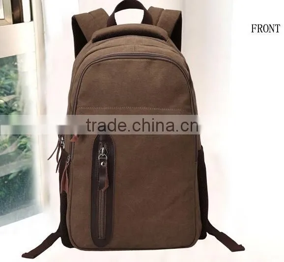 Khaki Vintage Canvas Backpack Wholesale photo-2