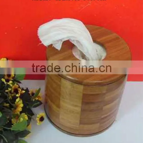 Bamboo Tissue Box (round)