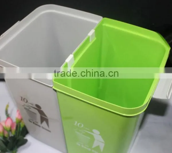 Colourful 2 Compartment 10 Liter Plastic Dustbin. Suitable to be Used as Office Dustbin, Toilet Dustbin, Sanitary Dustbin photo-5