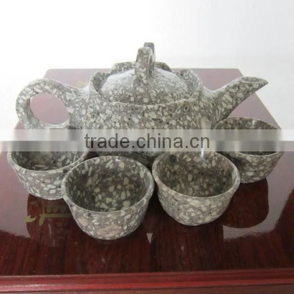 Creative White Maifan Stone Tea Sets With One Stone Pot With 4 Cups