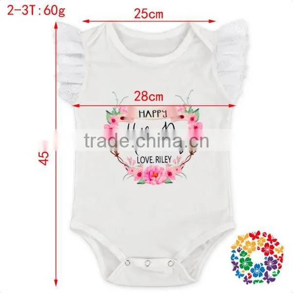 New Design Cotton Boutique Clothing Little Girls Lace Flutter Sleeve Rompers Summer Baby Girls Beach Romper photo-2