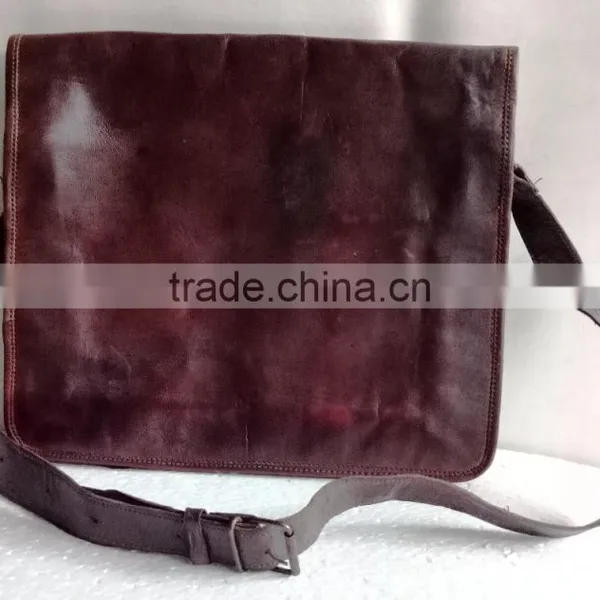 High Quality Classic Design Handmade Vintage Genuine Goat Leather College Bag photo-2