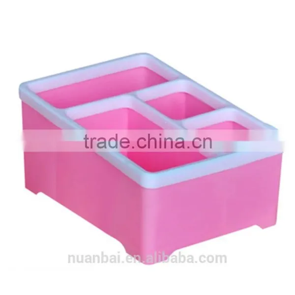Plastic Cosmetic Organizer Pink Display Case Box Office Desk Dividers Storage Box