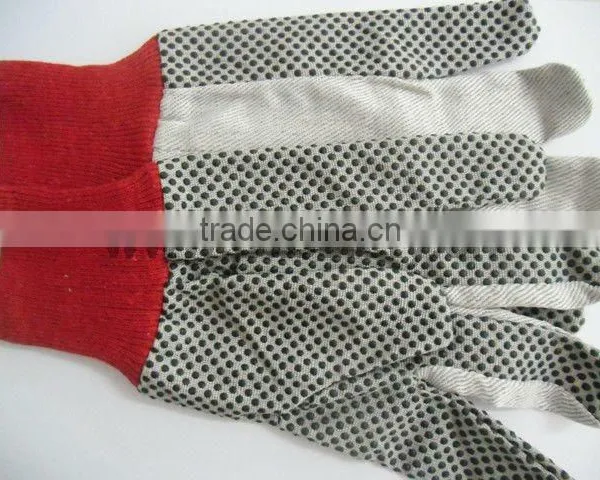 DDSAFETY 2017 Red Knit Wrist Canvas Working Safety Glove High Quality White Polka Dot Glove photo-2