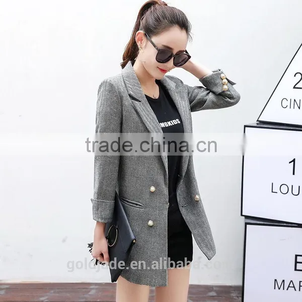 Custom Design Ladies Korean Fashion Linen Jackets Loose Fit Casual Jackets photo-2