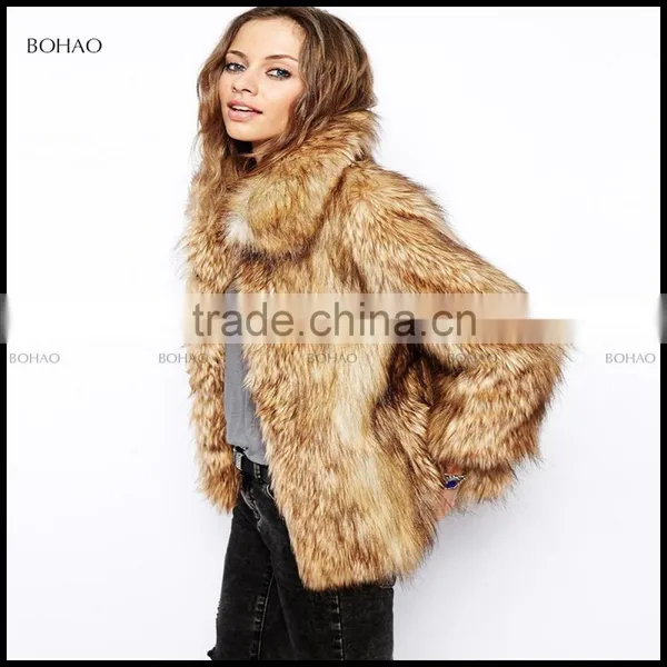 Hot Sale Outdoor Women Winter Fake Fur Jacket With Fuax Fur Big Collar photo-2