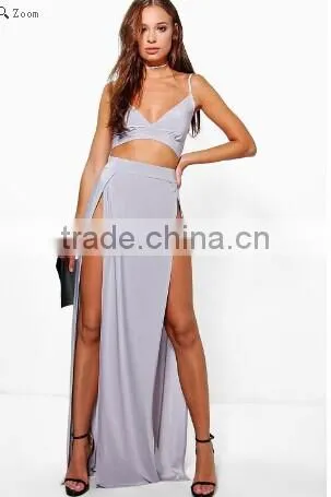 2017 Summer Newest Two Split Two Piece Dress Sexy Party Maxi Dress photo-2