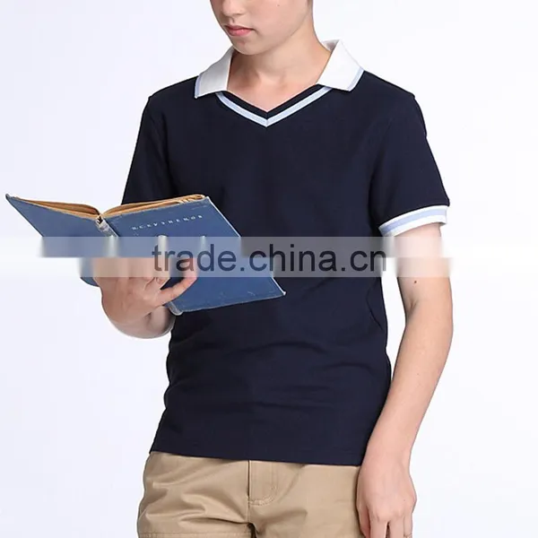British Student Boys T-shirt Polo Shirt, V Collar College, Short Sleeved Sweat Can Custom photo-4