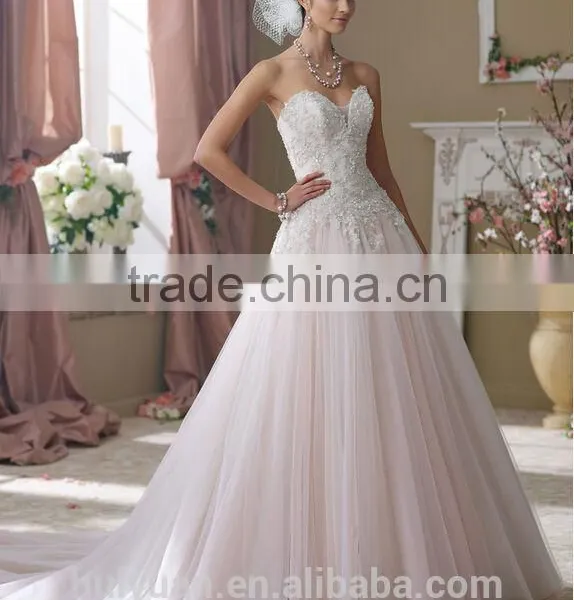 Top Quality China Factory Made French Lace Wedding Dresses Vestidos de Noiva