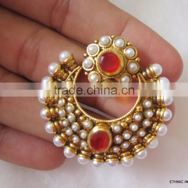 Pinl Dangler Gold Tone Dangler POLKI EARRINGS photo-2