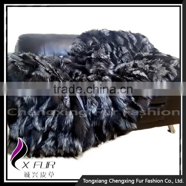 CX-D-82 Luxury Silver Fox Fur Carpet for Home Decoration photo-4