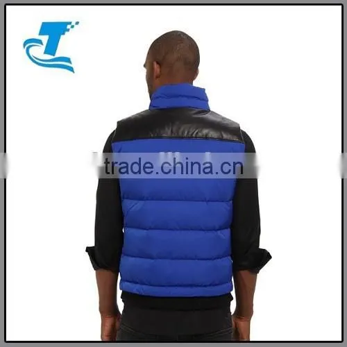 New Fashion European Style Winter Blue Men Down Vest With Stand Up Collar photo-3