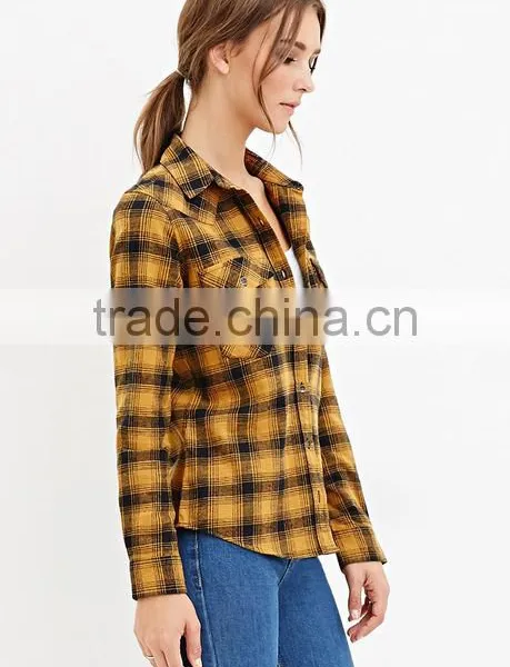 Guangzhou Factory Wholesale Women Shirt Scotland Plaid Shirt Blouse photo-2