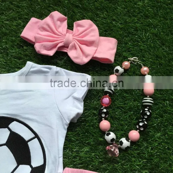 Baby Girls Summer Design Girls Boutique Clothes Girls Football Outfits Short Sleeve Ruffle Capri Sets With Accessories photo-2