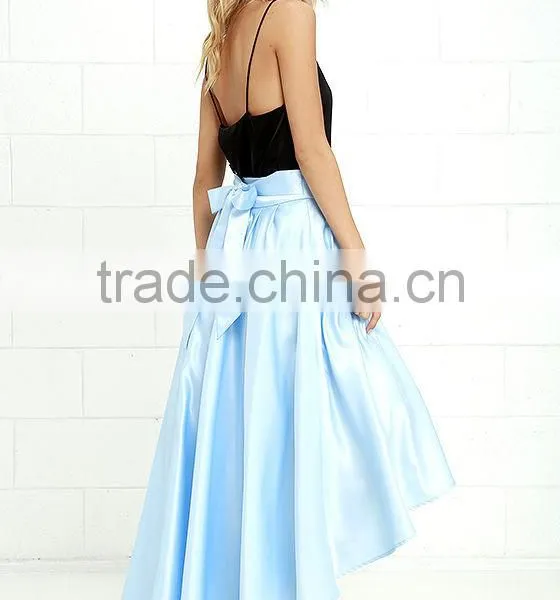 Latest Banded Waist Pleated Skirt Fashion High Low Design Maxi Skirt 2016 photo-5