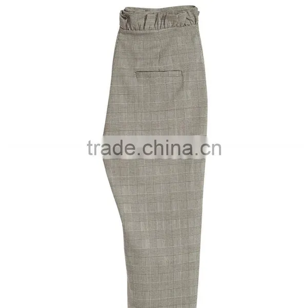 Summer Ankle-length Frill Trousers Woven Women Slacks photo-4