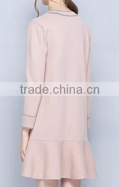 New Season China Factory Mature Ladies v Neck Loose Sweater Dress for Wholesale photo-4