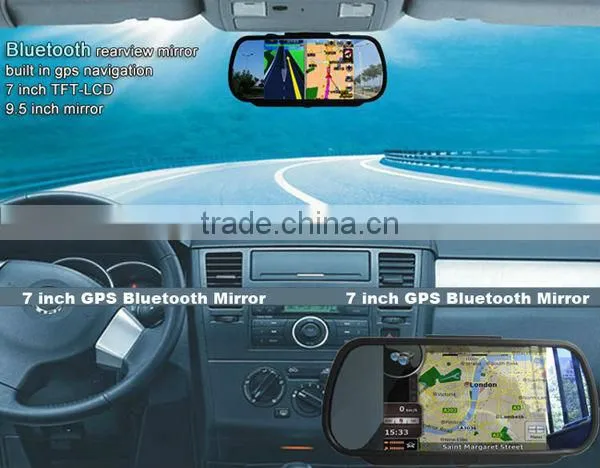 7 Inch GPS Rearview Mirror Bluetooth AV-in FM GPS Navigation photo-3
