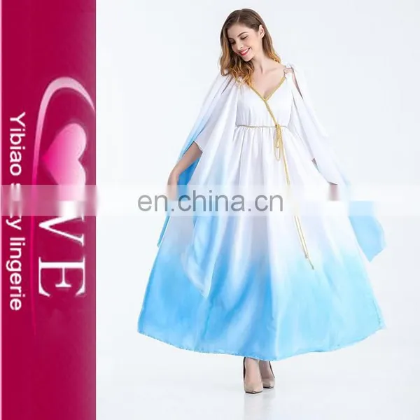 Queen Long Gown Blue And White Aqua Greek Goddess Costume photo-2