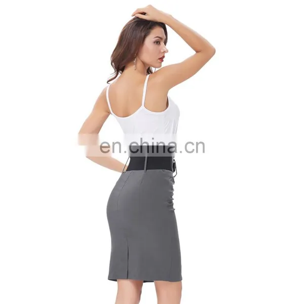 Kate Kasin Women's Shirred Detail High Stretchy Pencil Skirt In Grey Color KK000271-2 photo-5