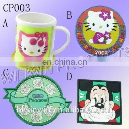 Custom Printed Cut Cup Mat Silicone Drink Coasters or Wood Drink Coasters photo-2