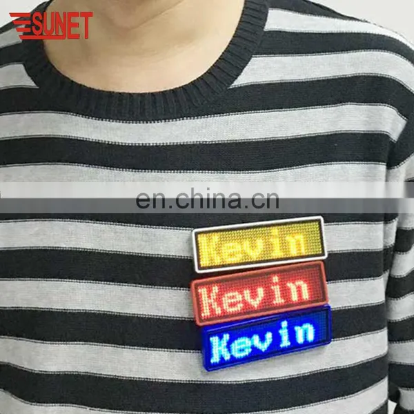 LED New 2018 Message Signs Led Name Badge Lapel Pins China photo-5