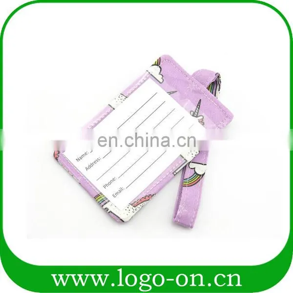 High Quality Printing Unicorn Leather Luggage Tag With Strape photo-3