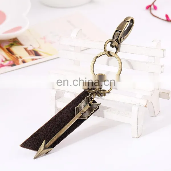 Punk Style Bronze Metal Arrow Leather Bag Keychain For Gift photo-2