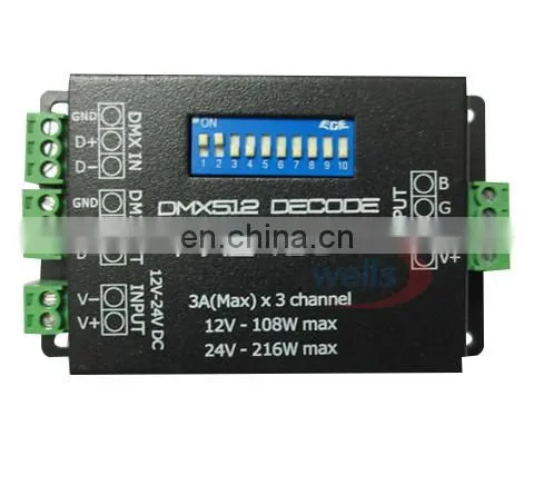 DC12V 24V 3Channels Decoder Driver RGB Amplifier DMX 512 PX24506 Led Strip Light Controller photo-2