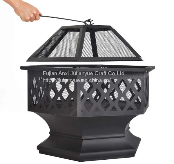 Ceramic Tile Mosaic Parquet Outdoor Rectangular Fire Pit Table