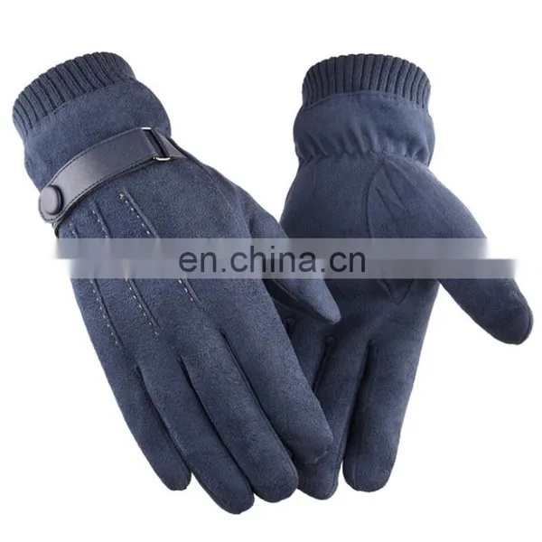 Cheap Women Men Fleece Lined Suede Fabriccar Bike Winter Warm Hand Bicycle Cycling Driving Gloves photo-4