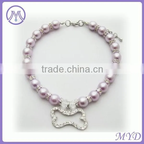 Customized Crystal Paw Print Pearl Dog Pet Necklace Jewelry photo-6
