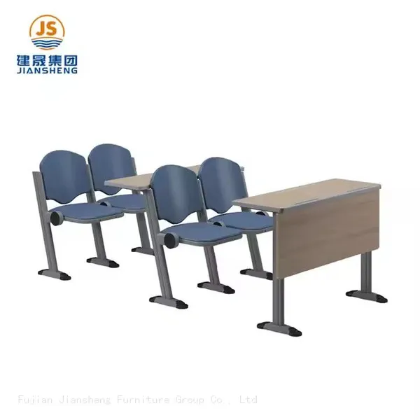 JS Group Foldable Plywood Steel Desk Stackable Plastic Lecture Hall Chair With Desk Lecture