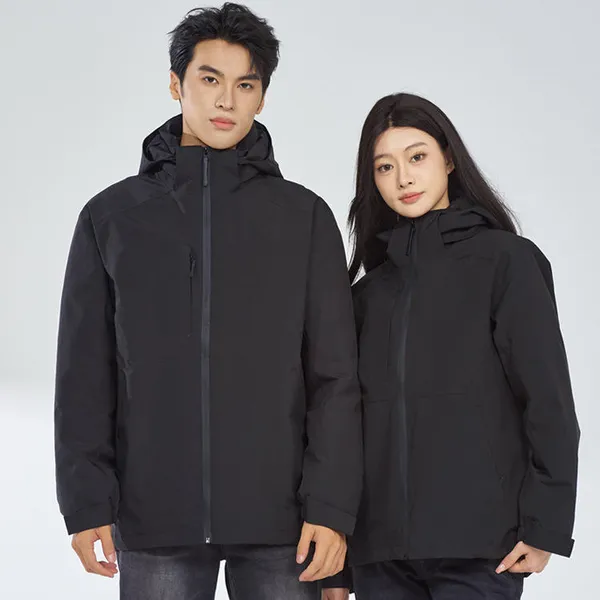 Three in One Men's and Women's Winter Soft Shell Woven Zipper Waterproof and Windproof Outdoor Warm Jacket photo-2