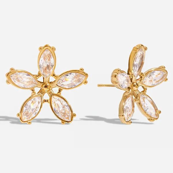 Custom Stainless Steel Flower Stud Earrings - Affordable Waterproof Fashion Jewelry photo-3