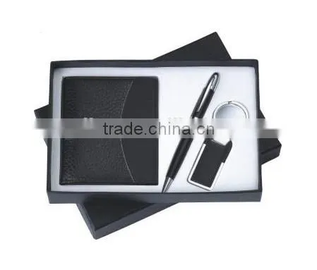 Wholesale Leather Wallet Keychain Pen Gift Set