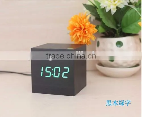 Modern Wooden Led Clock Square Style Desktop Clock Led Digital Single Face Alarm Clock Voice Activated Watch Despertador photo-2