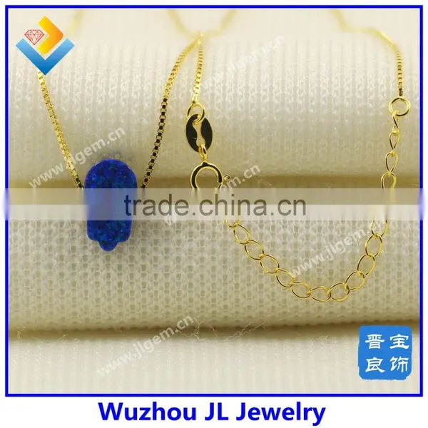 JL Gems Synthetic Hamsa Opal Pendant 925 Silver 18K Gold Plated Nesklace For Factory Price photo-3