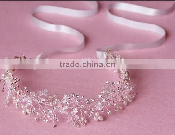 Luxury Handmade Rhinestone Pearl Hair Band New Brand Bridal Hair Accessories photo-4