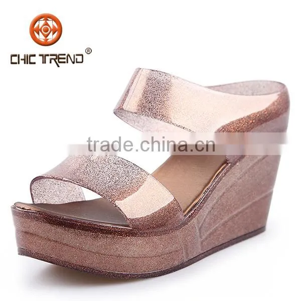 2016 High Quality Summer Sandals With Pvc Material Plastic Jelly Shoes for Women Glitter Roman Ladies Shoes