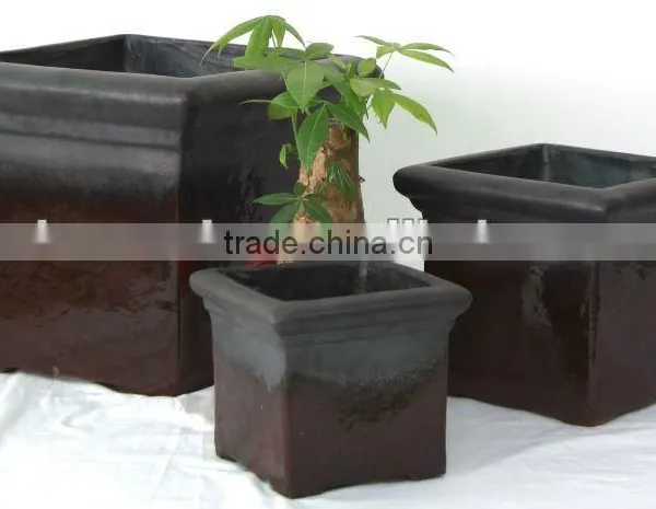 Outdoor Pottery Low Cube Square Flowerpot