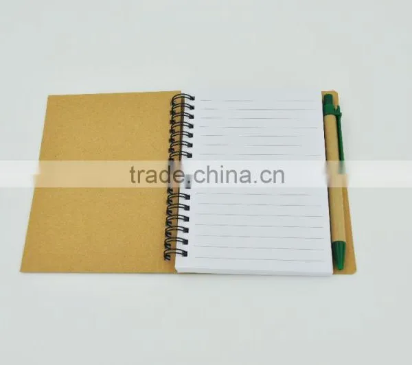 Best Selling Eco-friendly Customized Classsic Kraft Paper Cover Spiral Notebook With Pen photo-2