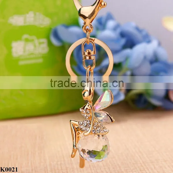 Attractive Design Alloy Crystal Flower Faerie Logo Keychain K0021 photo-3