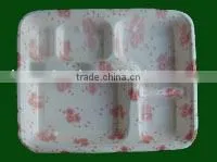 School/carteen Five Compartment Bagasse Food Tray(colorful)