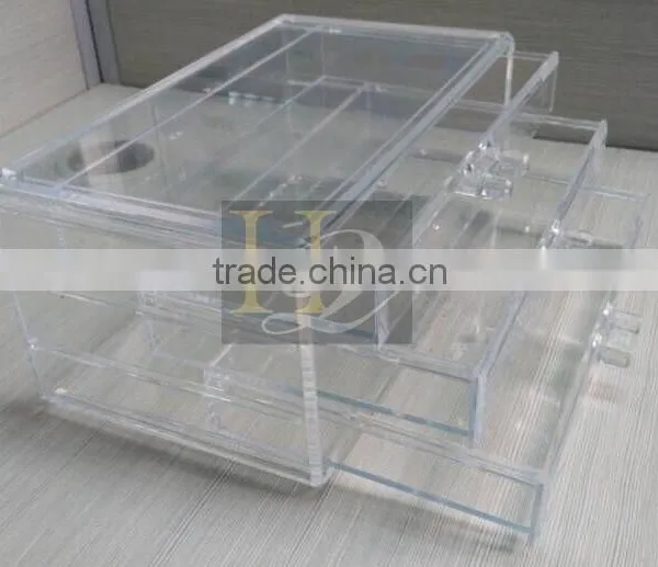 Clear Cube Acrylic Storage 3 Drawers Clear Acrylic Makeup Organizer photo-3