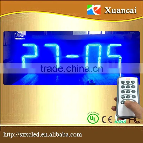 Wireless RF Blue Color 12 Inch Time /Temperature/ Year/Date/Countdown Timer LED Double Side Digital Display Board photo-2