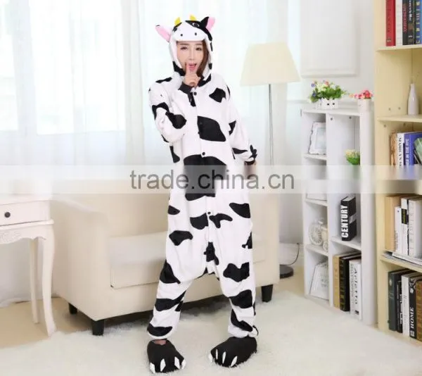 New Design Hooded Plush Cow Onesie Pajamas Adult Animal Pajamas Lovely Onesie Costume photo-4