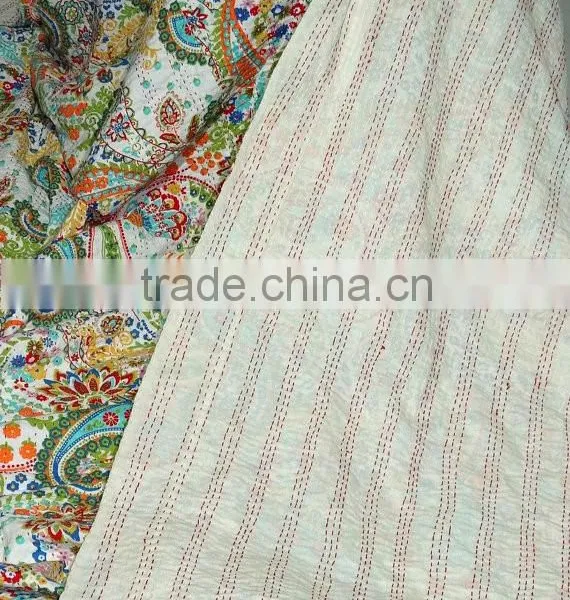 Paisley Kantha Quilt King Size Indian Kantha Bed Cover Handmade Kantha Blanket photo-3