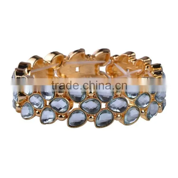 Free Sample 2016 New Design Silver Tone Acrylic Stones Women Bangle Bracelet photo-3