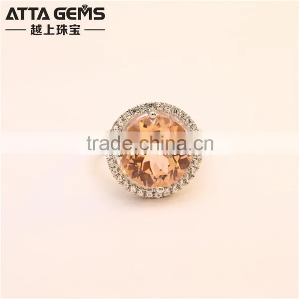 Fashion Created Morganite #777 Round Shape 925 Silver Ring for Women photo-2